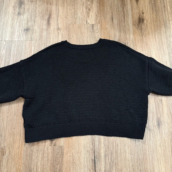 Banana Republic Sweater Women M Black Nylon Short Sleeves Cropped Coastal Beach - Picture 3 of 8